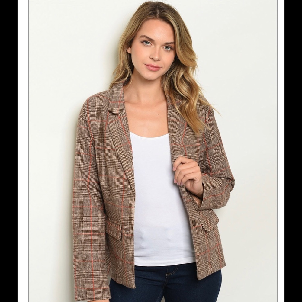 Mocha plaid blazer